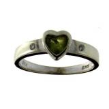 10kt Gold Natural Peridot & Diamond Heart Ring