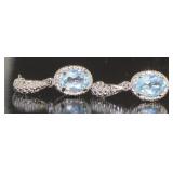 Genuine Blue Topaz & Diamond Dangle Earrings