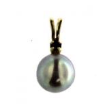 14kt Gold Gray Pearl & Sapphire Pendant