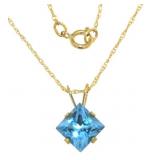 10kt Gold Genuine Blue Topaz Pendant