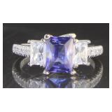 Radiant Cut Tanzanite & White Topaz Ring