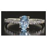 Genuine Blue Topaz & White Topaz Designer Ring