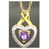 Genuine African Amethyst & Diamond Accent Pendant