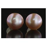 18kt Gold 8mm Rose Freshwater Pearl Earrings