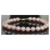 18kt Gold 8mm Rose Freshwater Pearl Bracelet