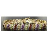 Genuine 9.57 ct Gemstone & Diamond Accent Bracelet