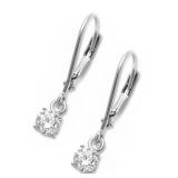 Round 5mm White Topaz Lever Back Earrings