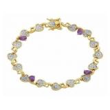 Genuine Amethyst & Diamond Accent Bracelet