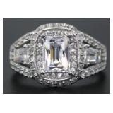 Emerald Cut 2.85 ct White Topaz Designer Ring