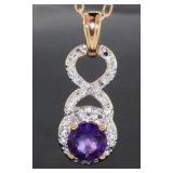 Genuine African Amethyst & Diamond Pendant