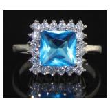 Princess Cut 3.50 ct Blue Topaz Designer Ring