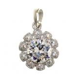 Stunning Round White Topaz Flower Pendant