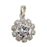 Stunning Round White Topaz Flower Pendant