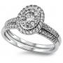 Double Halo 1.00 ct White Topaz Bridal Set