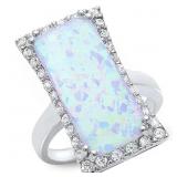 XL White Fire Opal & White Topaz Cocktail Ring