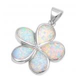 Beautiful White Fire Opal Plumeria Pendant