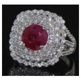 14kt White Gold 5.20 ct Ruby & Diamond Ring