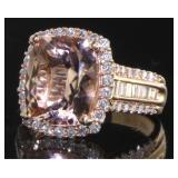 14K Rose Gold 5.30 ct Morganite & Diamond Ring