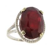 14kt Gold 28.50 ct Oval Ruby & Diamond Ring