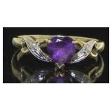 10kt Gold Natural Amethyst Heart Ring