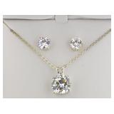 Crescent Brilliant Round Earring & Pendant Set