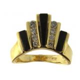 14kt Gold Vintage Onyx & Diamond Estate Ring