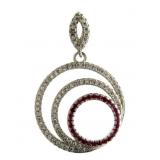 Round White Topaz & Ruby Pendant