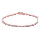 Rose Toned Round White Topaz Bracelet