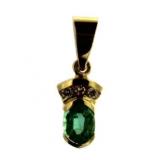14kt Gold 1/2ct Natural Emerald & Diamond Pendant