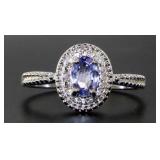 Genuine Tanzanite & Diamond Accent Ring
