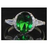 Beautiful Oval Emerald & White Topaz Designer Ring