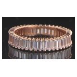 Rose Toned White Topaz Baguette Band