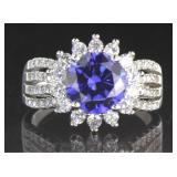 Stunning Tanzanite & White Topaz Flower Ring