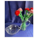 Pitcher of Roses & Bowl