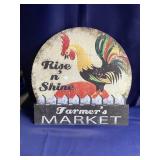 Rise n Shine Metal Market Sign