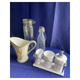 New Bath Set, Cannister, Pitcher & Bottle