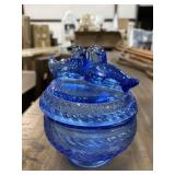 Cobalt Blue " Love Bird" Bowl w/ Lid
