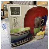 12pc "Square" color vibes stoneware set