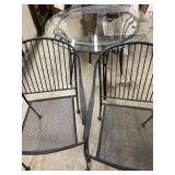 Vintage Wrought Iron Glass Top Table & 2