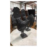 2 Large Metal Roosters