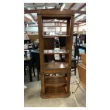 Estate Burl Walnut Lighted Bookcase