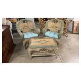 Estate Whicker Table & 2 Chairs