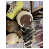 Estate Box Lot, knife Set, Vases, Platter