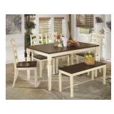 d583 Whitesburg Table w/ 4 Chairs and a bench