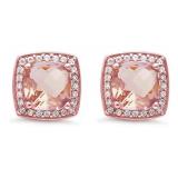 Cushion Cut 4.00 ct Morganite Designer Earrings