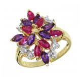 Amazing Pink Sapphire, Amethyst & Diamond Ring