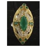 Stunning Marquise Cut Emerald & White Topaz Ring