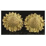 14kt Gold XXL 24 mm Sunflower Earrings