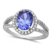 Stunning 2.00 ct Oval Tanzanite & White Topaz Ring