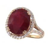 14kt Rose Gold 8.26 ct Ruby & Diamond Ring